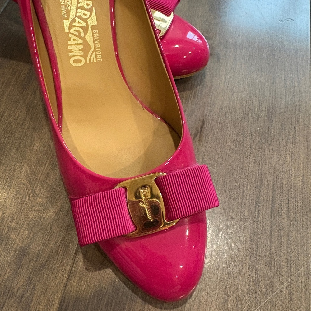 Salvatore Ferragamo Fuchsia Patent Leather Heels